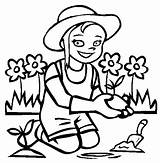 Ogrodzie Prace Kolorowanki Wiosenne Coloriage Dzieci Planting Wiosna sketch template