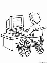 Coloriage Kleurplaat Disabili Trabajando Ruedas Disabilities Beperking Computadora Handicapes Dibujar Kleurplaten Discapacitados Ausmalbilder Computer Discapacidades Behinderte Colorea Achter Handicape Adults sketch template