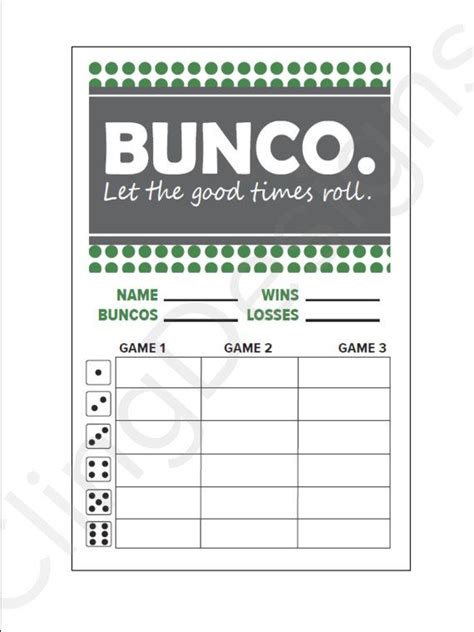 bunco score cards  printable