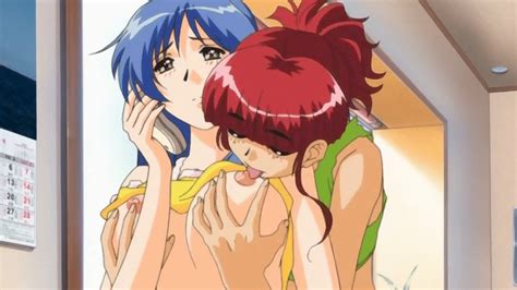 rule 34 00s 2girls animated blue hair breast grab breast licking