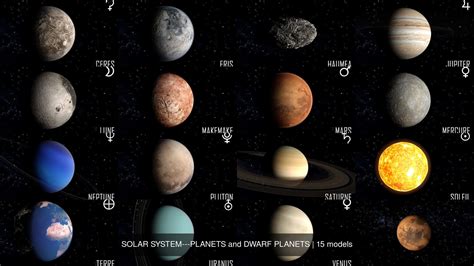 solar system planets  dwarf planets  model collection cgtrader