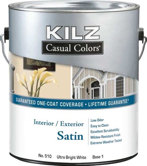 kilz  kilz casual colors intext paint satin white qt  sutherlands
