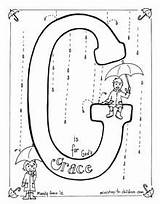 Grace Coloring Pages Bible God Alphabet Letter Children Gods Printable Kids Ministry Sheets Christian Colouring Activities School Sunday Umbrella Preschool sketch template