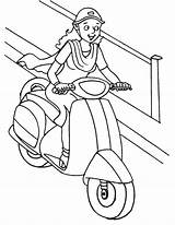 Scooter Coloring Pages Driving Lady Vespa Kids Getdrawings Template Sketch sketch template