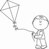 Kite Flying Boy Clip Clipart Outline Mycutegraphics Graphics sketch template