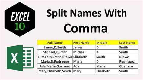 split full names   middle   names  comma youtube