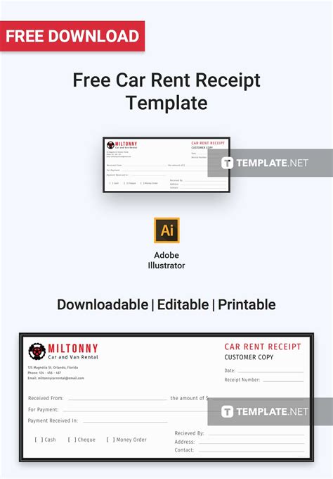 car rent receipt receipt template  receipt template  cars