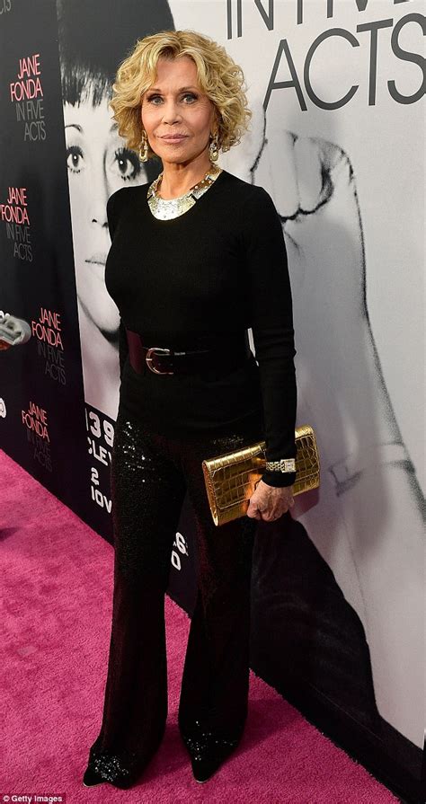 jane fonda 80 is glamorous in black ensemble with stunning gold necklace at documentary