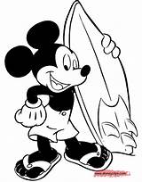 Mickey Coloring Pages Mouse Surfboard Disney Disneyclips sketch template
