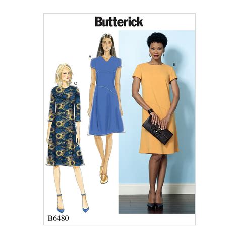 Butterick Pattern Misses Fitted Dresses With Hip Detail Neck And