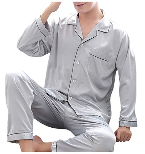 yimanie mens silk satin pajamas set sleepwear loungewear silk pajamas