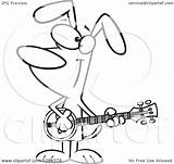Musician Banjo Playing Dog Illustration Cartoon Clipart Royalty Toonaday Vector sketch template