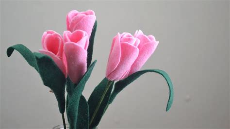 tutorial  membuat bunga tulip  kain flanel youtube