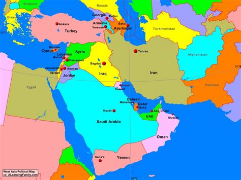 west asia political map  learning family