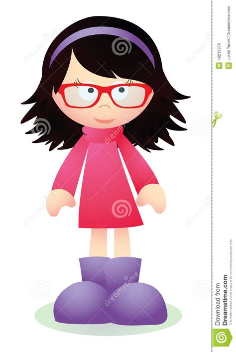 Cute Brunette Girl With Glasses Stock Illustration