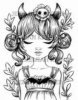 Devil Cute Coloring Pages Sold Etsy Barbie Getdrawings Drawing sketch template