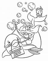 Coloring Mermaid Little Pages Kids Dolphin Cute Print sketch template