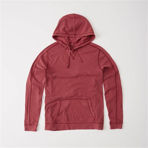 lyst abercrombie and fitch garment dye hoodie in red for men