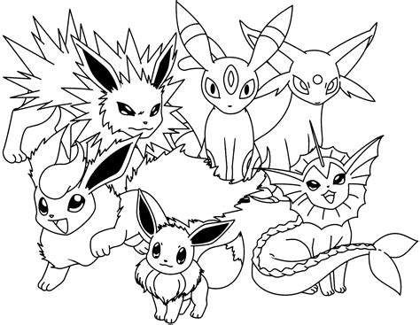printable eevee evolutions coloring pages printable word searches