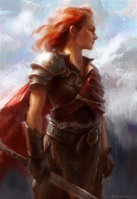 Red Haired Female Mercenary Character Portraits Warrior