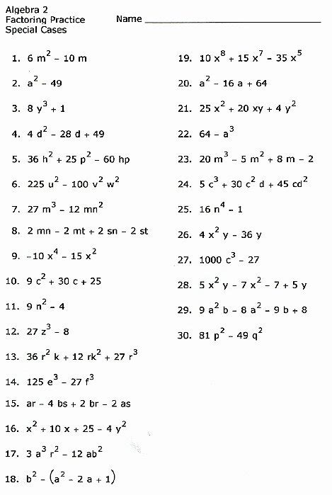 factoring  grouping worksheet answers chessmuseum template library