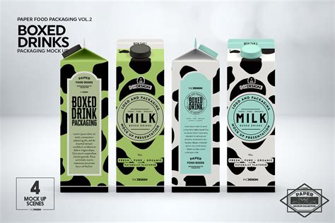 boxed drink liquid packaging mockups  branding design bundles