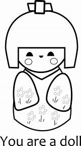 Doll Coloring Pages Paper Kokeshi Japanese Dolls Printable Asian Kids Quilts Colouring Party Books Choose Board Crafts Visit sketch template