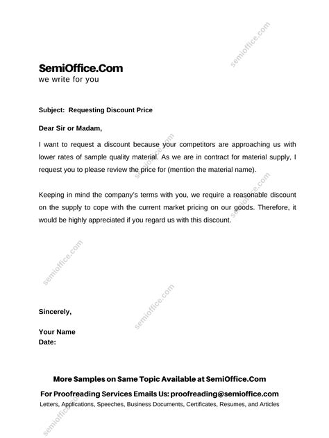 discount request letter  supplier   purchaser semiofficecom