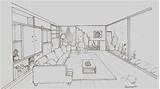 Perspektif Titik Hilang Ruang Tamu Arsitektur Menggambar sketch template