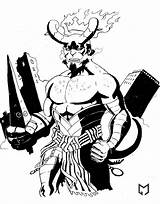 Hellboy Coloring Pages Bw Beast Mista Getcolorings Getdrawings Deviantart sketch template