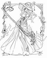 Coloring Witch Pages Halloween Sorcière Printable Adult Book Sheets Choose Board Sorceress Print sketch template