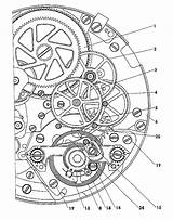 Drawing Gears Clock Patent Movement Drawings Mechanical Patents Clockwork Mechanics Invention Google Diagram Exploded Technical Engineering Watches Coloring Gear Tattoo sketch template