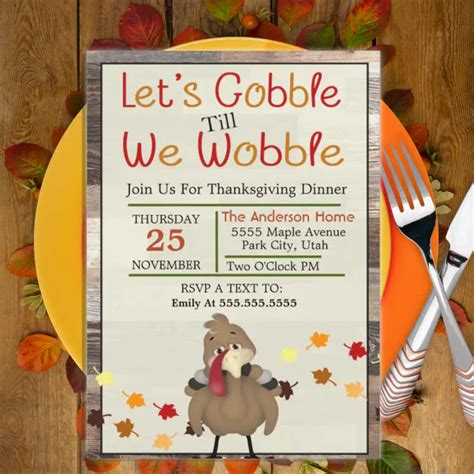 Let S Gobble Till We Wobble Thanksgiving Invitation Zazzle
