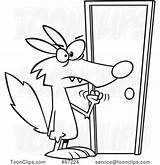 Wolf Knocking Lineart Door Cartoon Ron Leishman Protected Law Copyright May Toonclips sketch template
