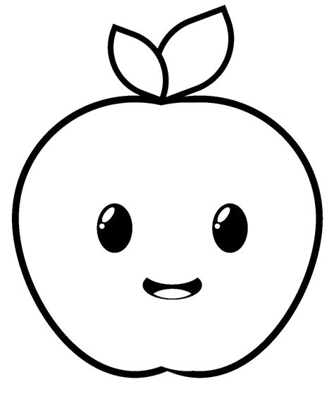 cute apple coloring page outline sketch drawing vector easy apple
