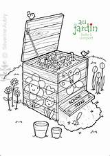 Compost Jardinage Recyclage Colorier Maternelle Déchets Compostage Printemps Belles Vertes Personnages sketch template