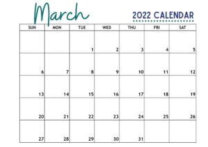 march calendar printable  millennial homeowner