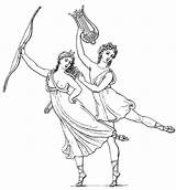 Ancient Artemis Apollo Greek Dance sketch template