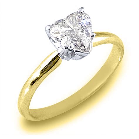 thejewelrymaster  yellow gold solitaire heart shape diamond