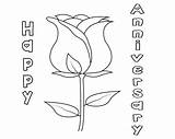 Anniversary Freecoloring Drawing Romantic 50th Rose sketch template
