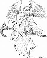 Angel Coloring Death Pages Color Lineart Angels Printable Female Tattoo Anime Girl Colouring Adult Book Dark Demons Template Cool Sketch sketch template