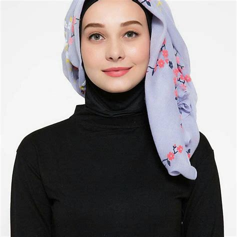 pashmina  hijabku pashmina shawl motif material hijab ungu warna