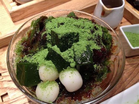 Japanese Shaved Ice Covered With Sweet Bean Paste Sticky Rice Cake