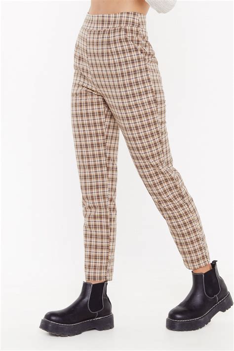 check print tapered pants  high waist tapered pants shopping