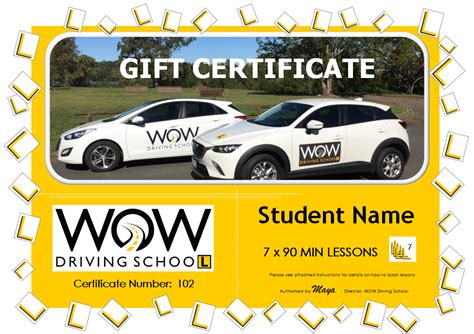 gift certificates wow driving school
