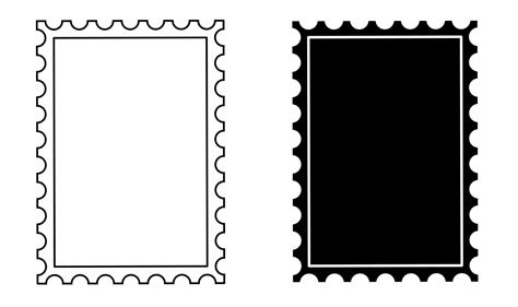 outline silhouette postage stamp icon set isolated  white background