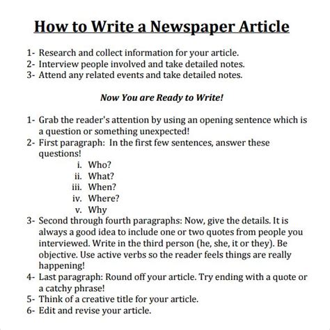 newspaper article template    documents   word