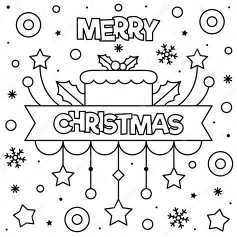 premium vector merry christmas coloring page