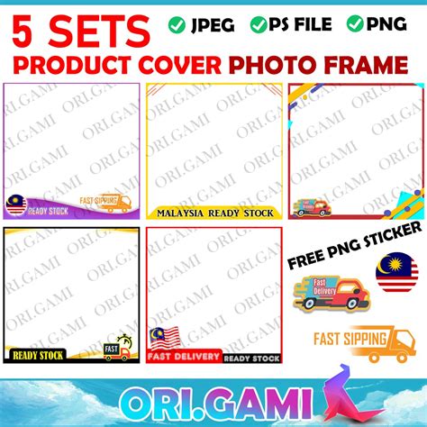 set shopee product cover photo frame template shopee product photo product frame  sticker