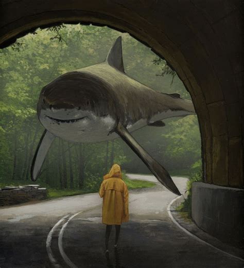surreal shark paintings  unique artistic perspective